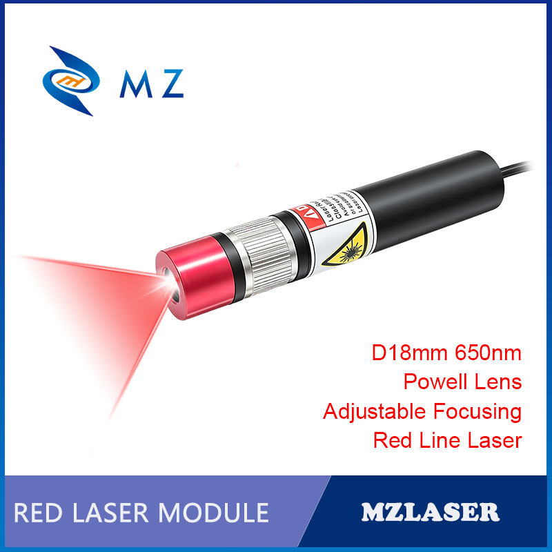 Industrial Laser Line Generator - Powell-Linse mit Einstellbarer Fokussierung D18mm 650nm