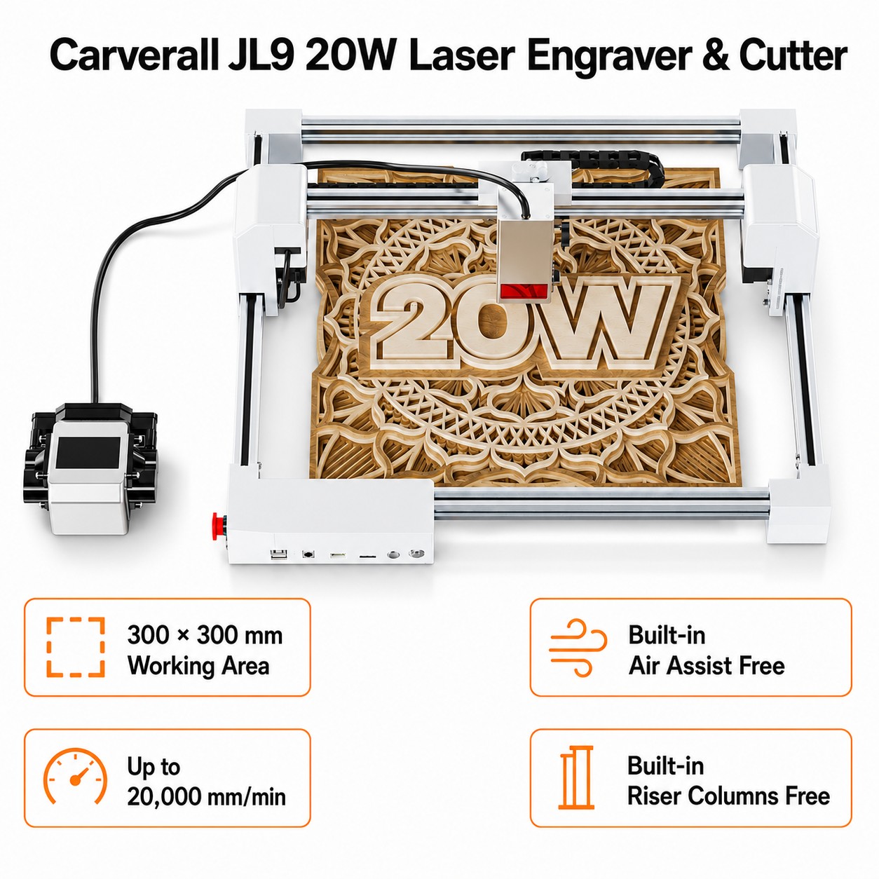 Industrial Laser Removal - Carverall JL9 20W Laser-Gravier- und Schneidegerät,